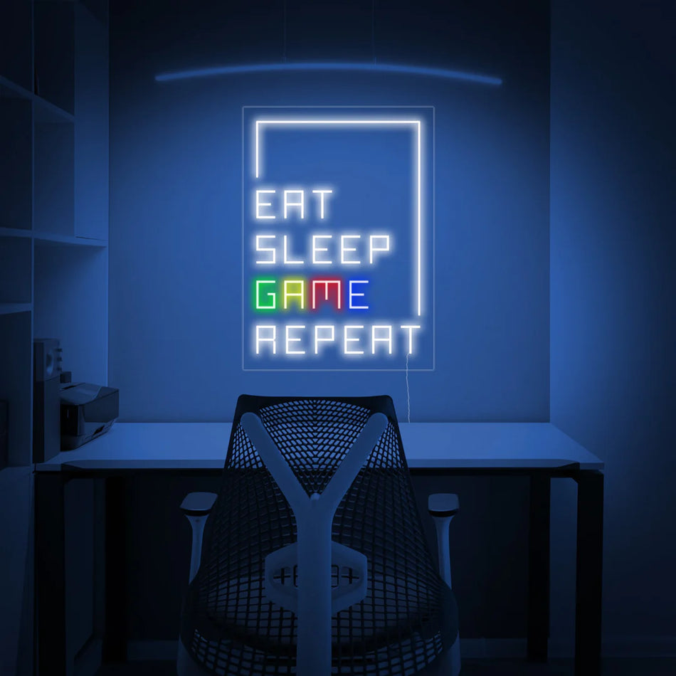 Eat Sleep Game Repeat Neon LED