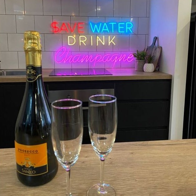 Save Water Drink Champagne Neon LED